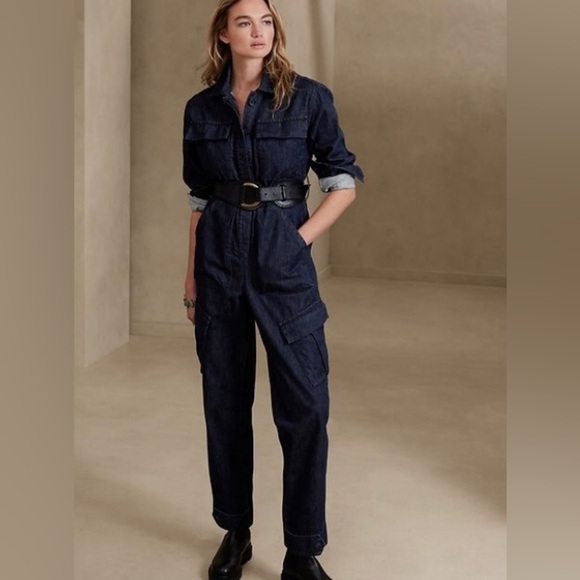 NWT! Banana Republic True Indigo Blue Mia Denim Jumpsuit - Size Small - Picture 1 of 6